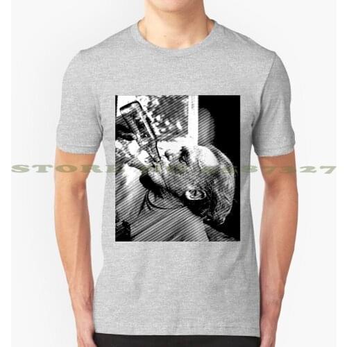 Bukowski Drinking Halftoned Fan Art Black White Tshirt For Men Women Bukowski Beatgeneration Burroughs Karouac Retro Vintage