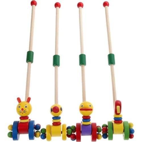 Baby And Children 's Putter Practice Cart Cartoon Animal Cart Wooden Small Cart Mixed Toddler Toy