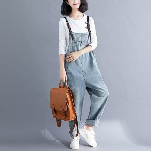 Jean Jumpsuit Casual Washed Denim Rompers European Style Plus Size Cowboy Bib Overalls For Women Suspenders harem pants