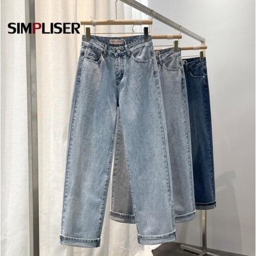 Brand New Women Jeans Pants Denim Blue Vintage Female Mom Jeans Trousers Mid Waist Straight Jeans Pants Boyfriend Jeans De Mujer