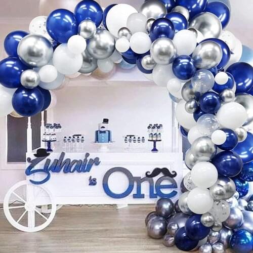 Navy Blue Silver Balloon Arch Garland Kit Confetti Balloons Graduation Party Baby Shower Wedding Birthday Centerpiece Backdrop