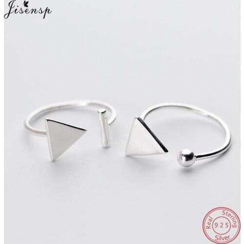 Jisensp Classic 925 Sterling Silver Geometric Stackable Ring Round & Triangle Open Finger Rings for Women Wedding Jewelry Gifts