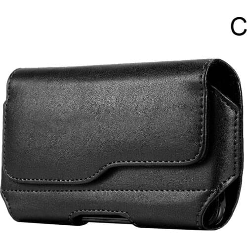 Horizontal Leather Belt Case Holster Pouch Sleeve Phone Holder for Men Travel Outdoor