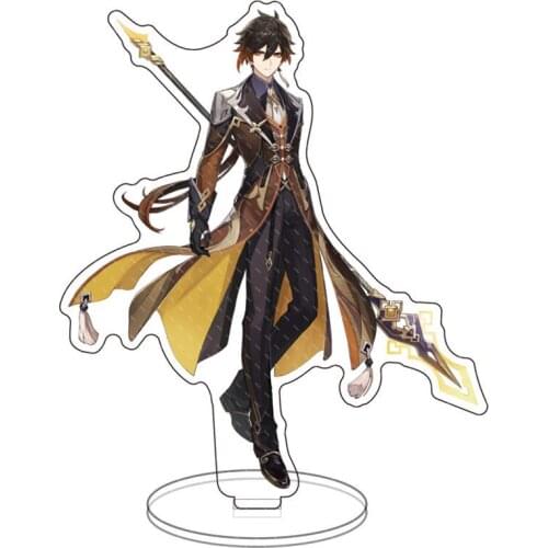 Game Genshin Impact Zhongli Mona Xinyan Cosplay Character Hero Theme Stand Model Plate Acrylic Figure Model Desk Decor Fans Gift