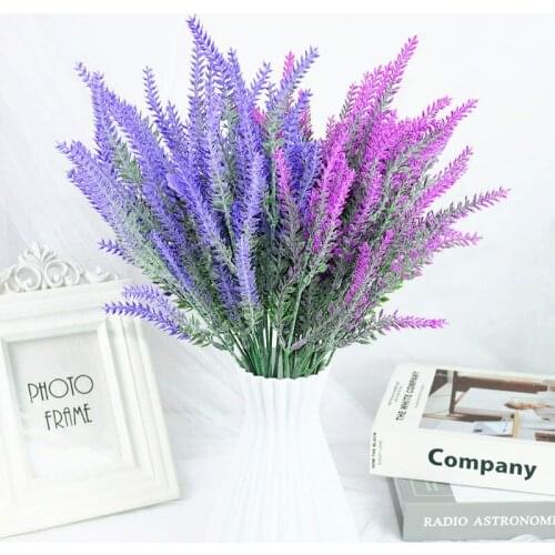 1 Bunch Romantic Purple Lavender Plastic Artificial Flowers For Home Decor Wedding Bouquet Party Garden Decoration Fake Floral