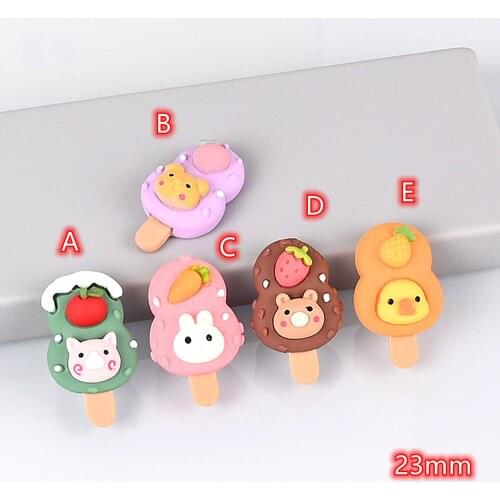 Cabochon Ice Cream Kawaii Resin Cabochons 20pcs Embellishments Scrapbooking Girls Hair Bow Center Clip Headband DIY