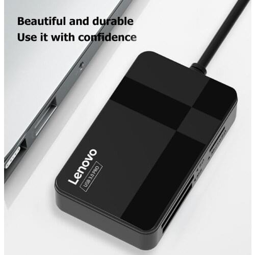 Lenovo D302 USB 3.0 Card Reader,5Gbps 4 in 1 TF CF MS Secure Digital Memory Card Reader,Multifunction USB Card Reader for PC