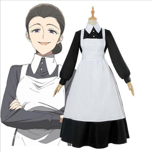 HISTOYE The Comic Carton The Promised Neverland Costume Isabella Cosplay Maid Outfit Clothing for Women Halloween Costume Party