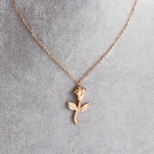 Women Necklaces box rope link chains Width 1.5mm Stainless Steel Choker Rose Pendant Necklace Womens Jewelry gifts