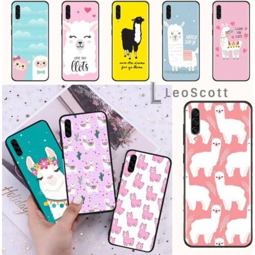 Cute Llama Alpaca Phone Case For Samsung A20 A30 30s A40 A7 2018 J2 J7 prime J4 Plus S5 Note 9 10 Plus