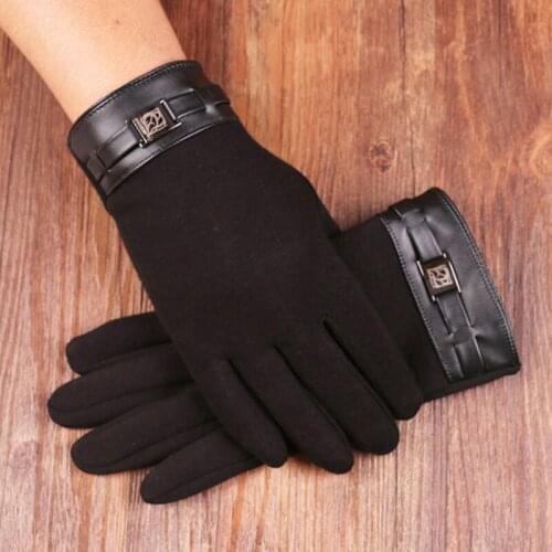 Fashion Mens Touch Screen Driving Gloves Winter Plus Plush Thick Warm Wool Leather Wrist Cashmere Sports Cycling Gloves S51