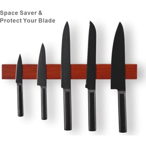 Powerful Wooden Magnetic Knife Holder for Wall 16 Inch Stronger Magnet Strip for Kitchen Knives Rack & Tools