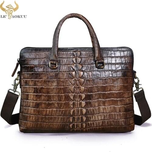 Men Top Quality Leather Simple Maletas Business Briefcase 15.6" Laptop Case Attache Portfolio Bag Maletin Messenger Bag 7241