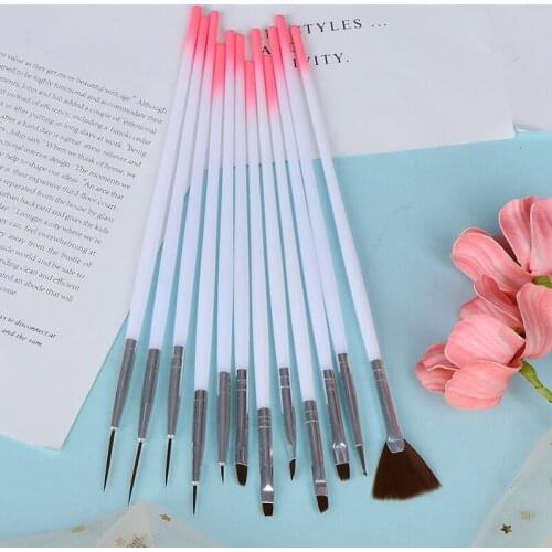 12 Pcs/Set Dotting Stripes Liner Pen Manicure Tool Set Nail Art Gel Polish Painting Drawing Gradient Brush Decoration