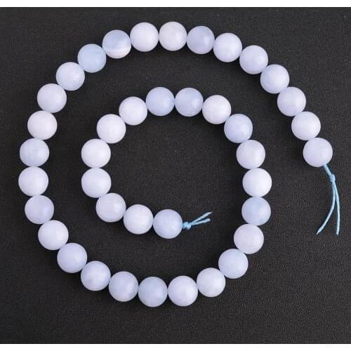 2 Strands Natural Genuine Blue White Celestine Celestite Round Loose Beads 6mm 8mm 10mm 12mm