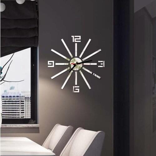2020 New Clock Watch Wall Clocks 3d Diy Acrylic Mirror Stickers Home Decoration Living Room Quartz Needle Wall Mute Clock