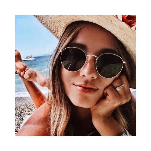 2020 New Hot Brand Women Round Sunglasses Male Female Metal Frame G15 Lens Men Shade oculos de sol Small Circle Eyewear UV400