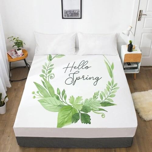New Product 1pc 3D HD Nordic Fitted Sheet Mattress Cover Four Corners With Elastic Band Bed Sheet 160x200 150x200 Multi leaf
