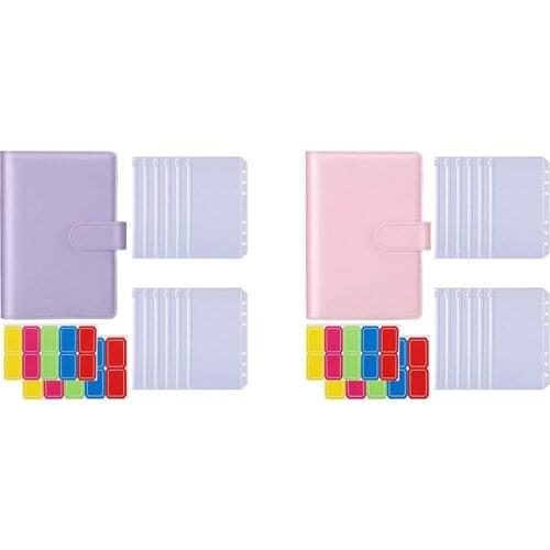 A6 Notebook Binder with 12PCS A6 Binder Pockets,with Magnetic Buckle Closure for Inner Filler Paper