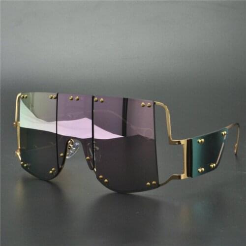 2020 New Luxury Square Sunglasses Women Vintage Brand Designe Oversized Sun Glasses Men Female Metal Purple Eyewear Shade NX