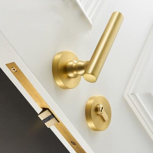 Light Luxury Brass Security Door Lock Bedroom Silent Door Handle Lock Indoor High Quality Lockset Furniture Hardware Accessories