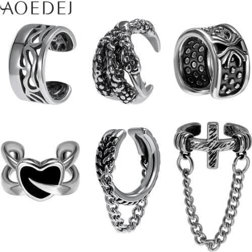 AOEDEJ 316L Stainless Steel Earrings for Men Women Punk Clip Earrings No Piercing Gothic Ear Jewelry Cartilage Cuff Earring