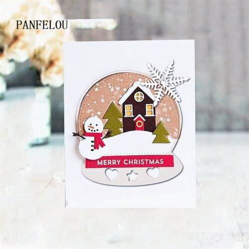 PANFELOU 6.5*7.5 Easter Snow globe DIY Halloween Embossing mould card paper die stencils punch Metal cuts dies cutting