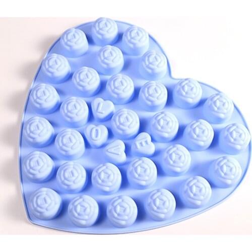 30 Holes Love Rose Porous Heart-shaped Silicone Mold Biscuit Pudding Chocolate Mold Baking Accessories Resin Mold Soap Making