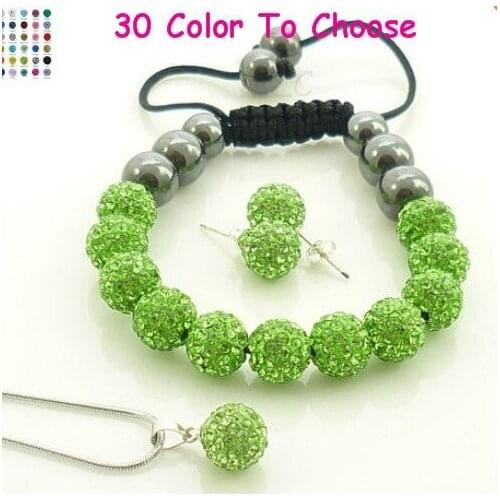 Mixed hrgy3 10mm Mix color black new arrival colored multicolor Set Pendant necklace Bracelet Disco Balls crystal