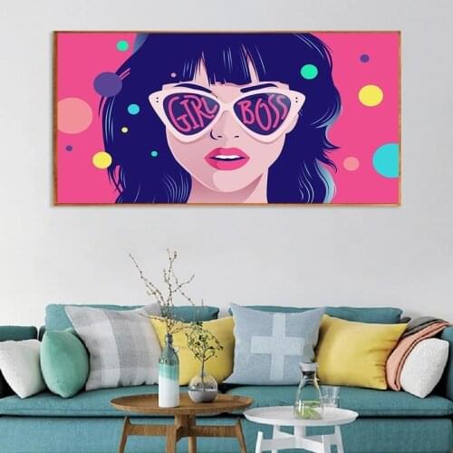 Modern Girls Boss Inspirational Canvas Painting Pink Poster Print Motivational Wall Art Picture Girls Office Home Decor Cuadros
