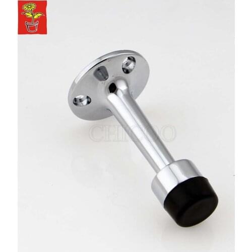 3inch Zinc Alloy Polish Chrome Door Stopper Black Rubber Door Stop Wall Doorstops Sling Glass Door Stop