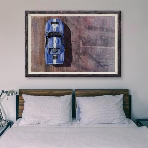 T167 Retro Racing Car Classic Painting Blue sports car 20 Custom Silk Poster Home Deco Wall Art Christmas Gift
