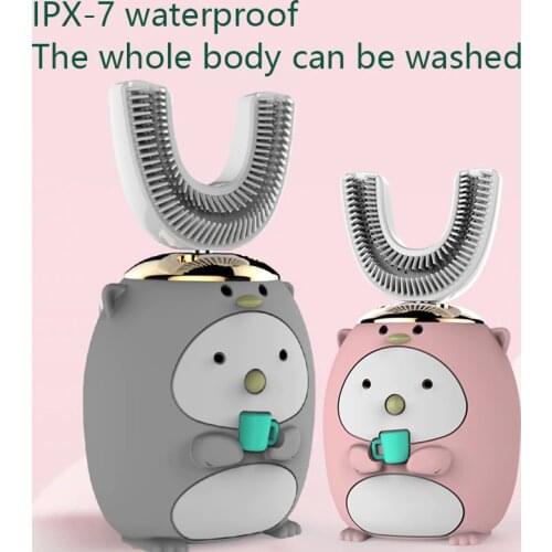 Smart 360 Degrees U Electric Toothbrush Kids Silicon Automatic Ultrasonic Teeth Tooth Brush Cartoon Pattern Children