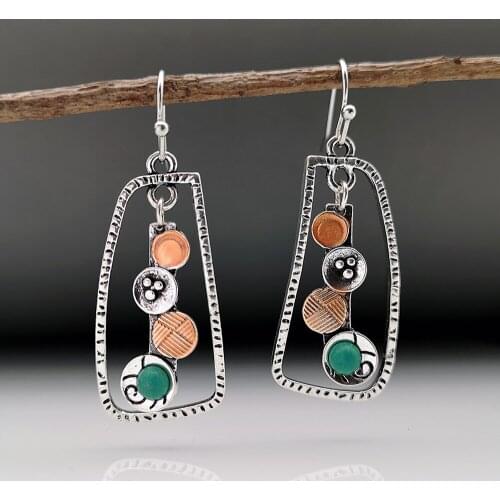 Vintage Multicolor Stone Indian Dangle Earrings for Women Retro Jewelry Ethnic Tribal Drop Earring Statement Accessories Gifts