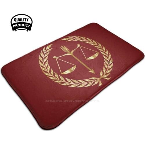 Law - Golden Scales Of Justice Surrounded By A Laurel Wreath Door Mat Foot Pad Home Rug Law Leg Leges Lex Legal Lawyer Attorney