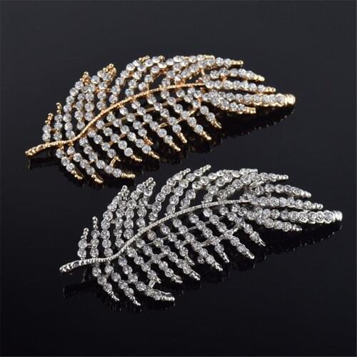Plant Series Leaf Brooch Pin Wedding Jewelry Women Rhinestone Crystal Fashion Brooch Pins
