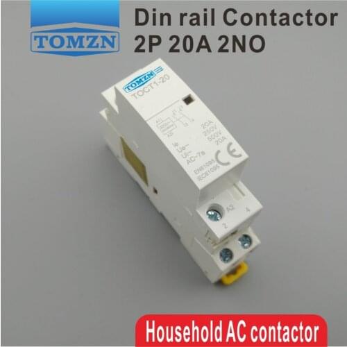 1PCS TOCT1 2P 20A 220V/230V 50/60HZ Din rail Household ac Modular contactor 2NO