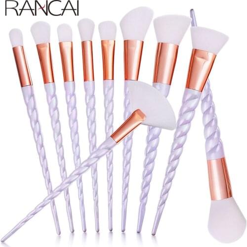 10pcs Unicorn Makeup Brushes Set Powder Foundation Blush Face Shading Eyebrow White Handle Cosmetics Makeup Brushes