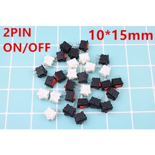 10pcs/lot 10*15mm SPST 2PIN ON/OFF G130 Rocker Switch 3A/250V Car Dash Dashboard Truck RV ATV Home Black