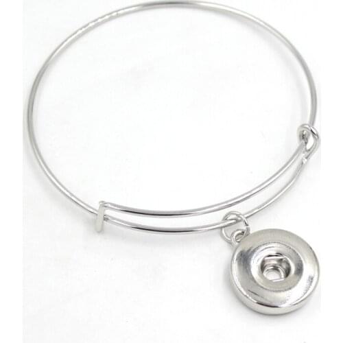 10PCS Wholesale Wire Bangle Snap Bracelets liobonar snap buttons charms Bracelets for women 18mm Snap Jewelry