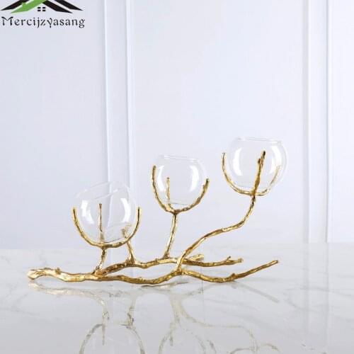 2pcs/Lot Table Candle Holders Plating Metal Candlestick Geometric Romantic Candle Holders For Wedding Dinner Decoration ZZT054