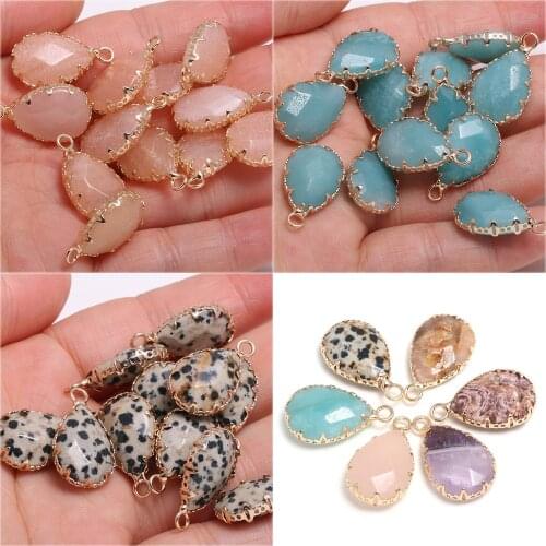 3 PCS Natural Water Drop Shape Faceted Amazonite Lace Pendant 13x23mm For Jewelry Making DIY Necklace