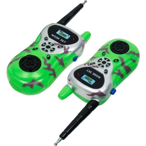 2Pcs Green Plastic Electronic Walkie Talkie Toy for Kids Outdoor Play