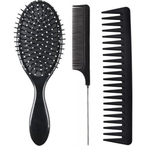 3PCS/Set Black Barber Hair Brush Set High Quality Massage Anti-static Styling Comb Hairdresser Fine Dressing Comb