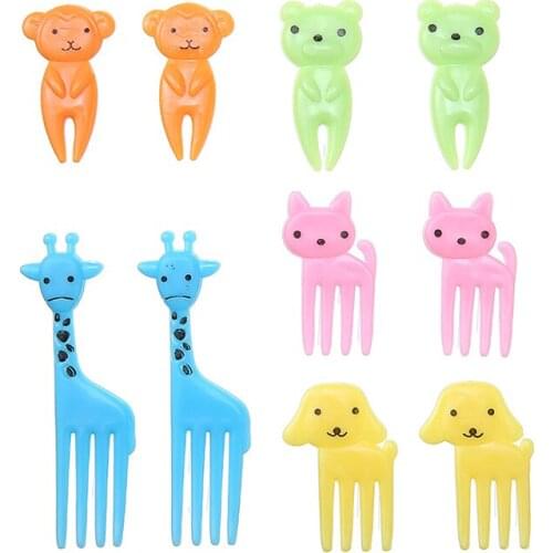 36pcs/pack Animal Farm Fruit Fork Mini Cartoon Children Fruit Forks Desserts Snacks Pastries Bento Accessories