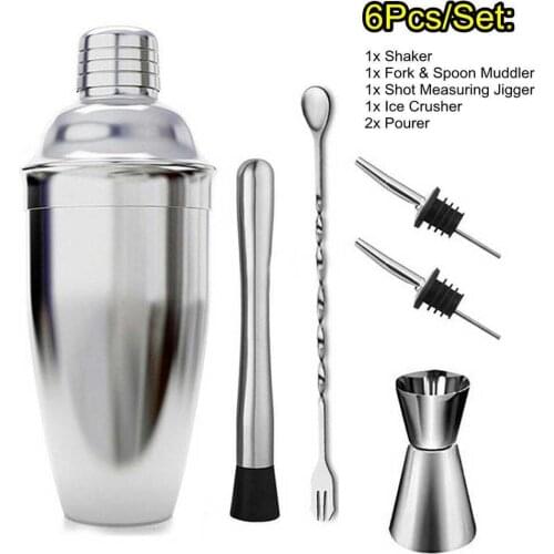 550ml/750ml 10/9/6/5pcs Stainless Steel Bar Cocktail Shaker Mixer Set Barware Tools Shaker Sets Bar Tools