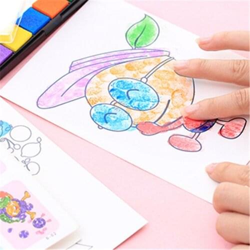 8PCS/set Finger Painting Card 6 Colors Ink Pad Stamp Cartoon Animals DIY Drawing Children Kids Educational Toys Wholesale