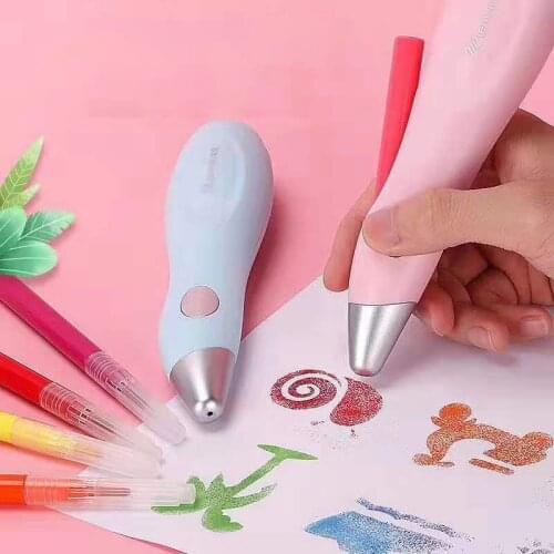 Tenwin 8084 Electric Airbrush Watercolor Pen Set Multi-function Color Inkjet Pen Electric Spray Art Pen 12 Colors Hand-painted
