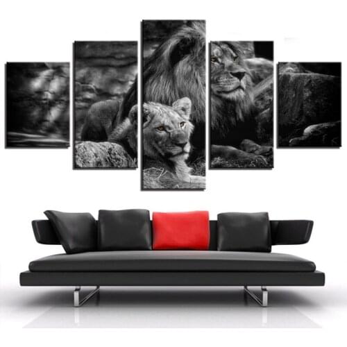 Black White Animal Pictures Forest Lions 5d Diy handcraft diamond painting 5 Pieces diamond mosaic full round embroideryZP-1819