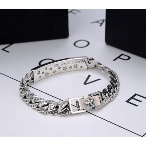 New Real Pure s925 Silver Jewelry personalized Man and Woman Couple Bracelet simple Star fashion Bracelet